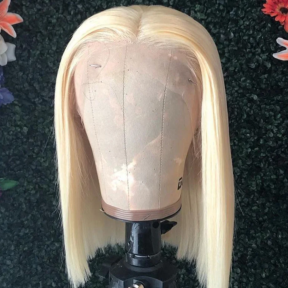 Парик из человеческих волос короткий прямой HD 613|Парик натуральных на кружеве| |