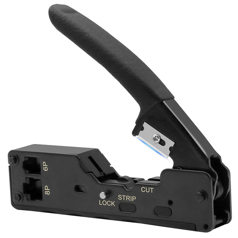Cat7 cat8 хвост Зажим rj45 разъем обжимные плоскогубцы cat5e cat6 кабельный зажим rj11 6p телефонная линия зажим плоскогубцы сетевой инструмент - Цвет: Черный