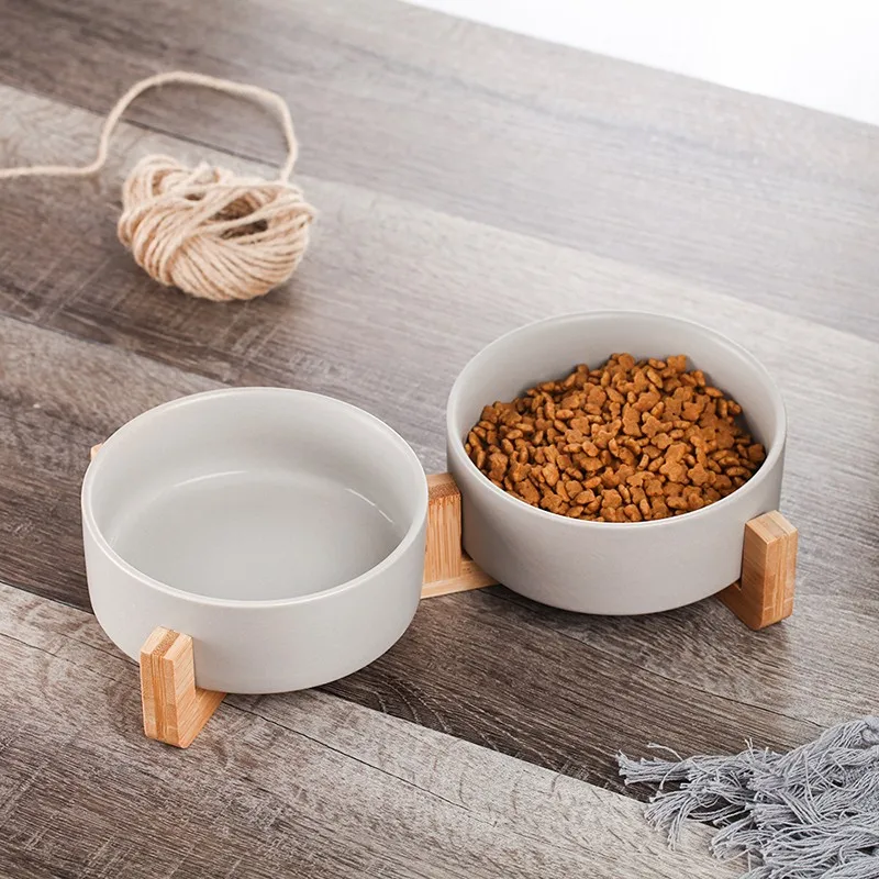 

Ceramic Pet Bowl Cat Puppy Feeding Supplies Double Pet Bowls Dog Food Water Feeder Dog Accessories Durable multiple color option