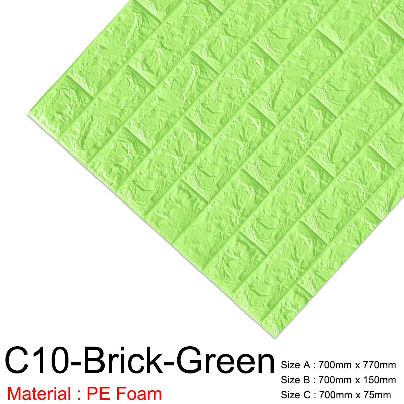 C10-Brick-Green 3D обои, Мраморная кирпичная кожура и самоклеющиеся настенные стикеры s, водонепроницаемые, DIY, для кухни, ванной, дома, настенные наклейки, виниловые - Цвет: C10-Brick-Green