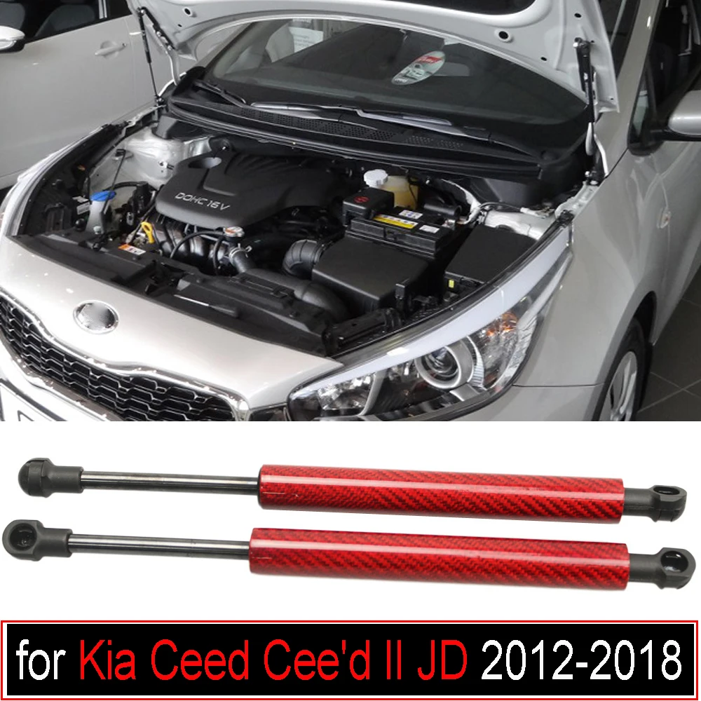 for Kia Ceed Cee'd II JD 2012-2018 2x Front Hood Bonnet Modify Gas Struts Carbon Fiber Lift Support Shock Damper