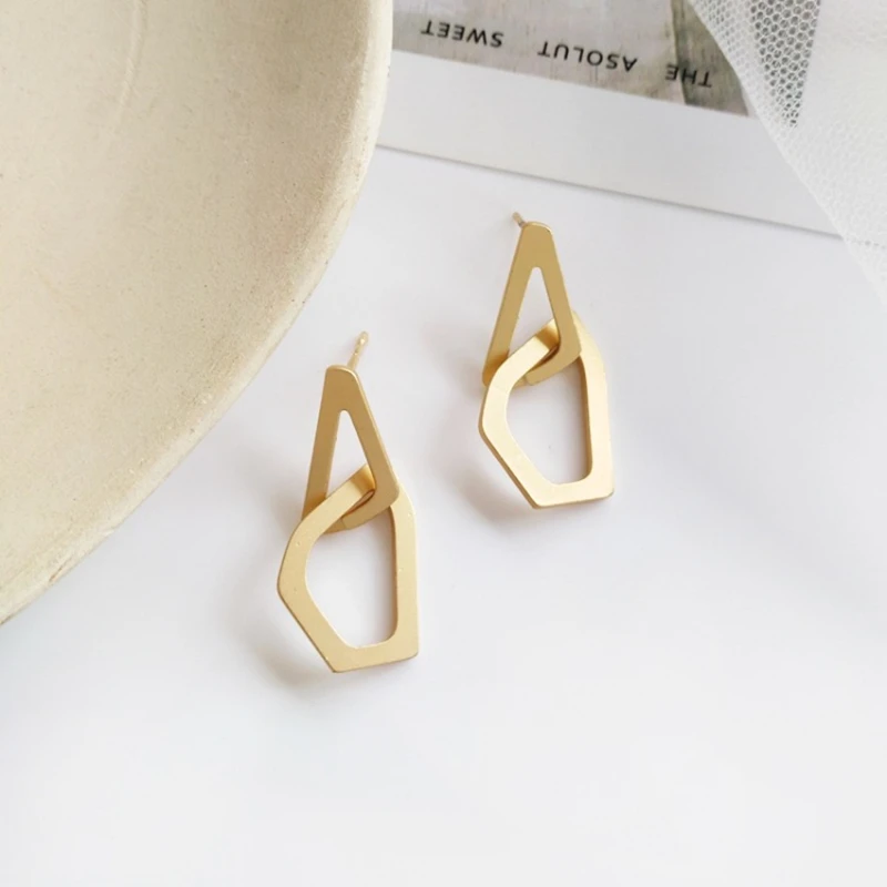 

Metallic geometric stud earrings from South Korea, the new fashion earrings for women in 2020