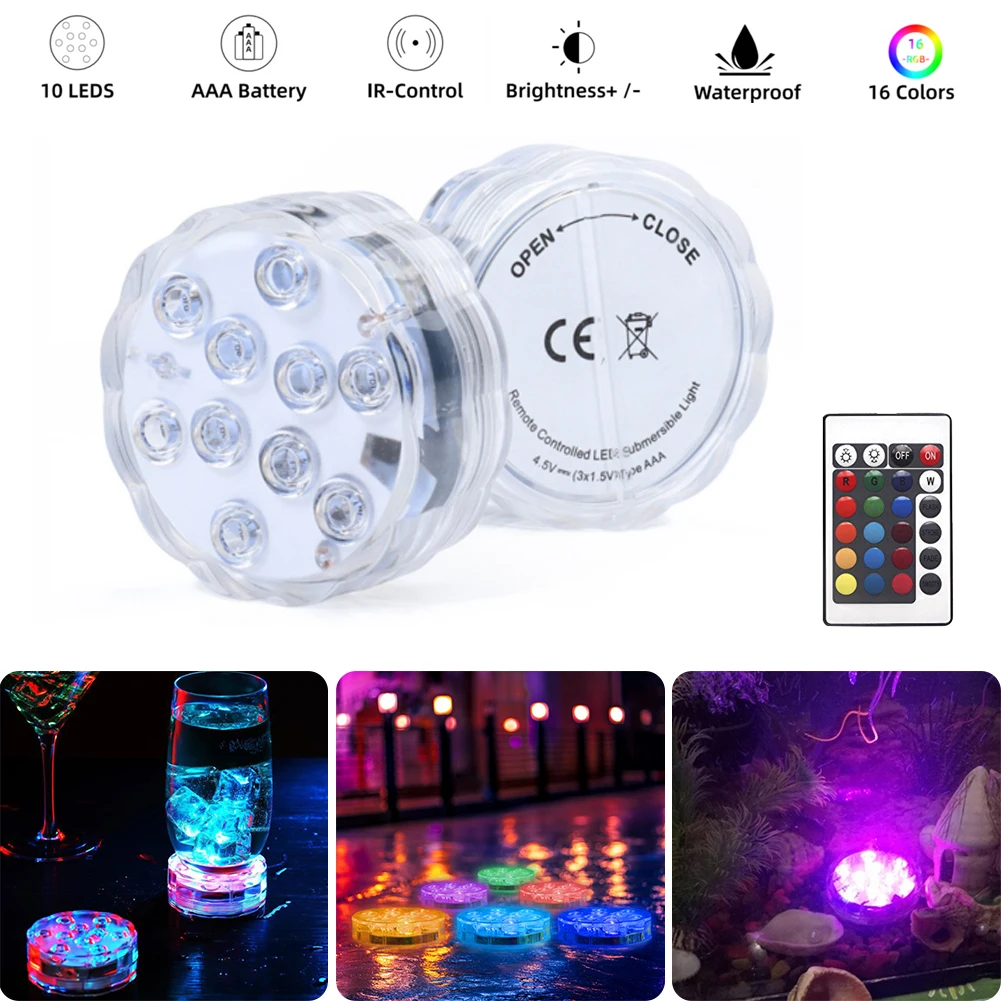 

Submersible LED Pool Lights Waterproof Underwater Lights with Remote Control Bathtub Pool Pond Garden Lights