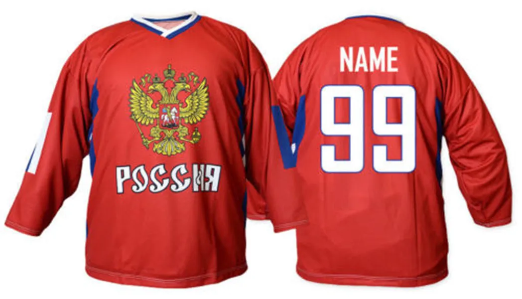 

Team Russia white red Ice Hockey Jersey Men's Embroidery Stitched Customize any number and name Jerseys