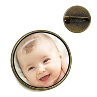 personality photo brooches family photo baby child dad mom brother sister grandparents family portrait collar pin private custom