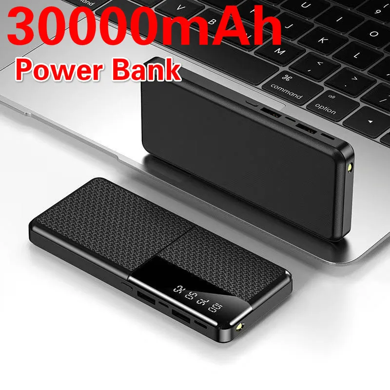 30000mAh банк силы быстрое зарядное устройство тип C 2 USB Банк Lcd Портативный зарядки