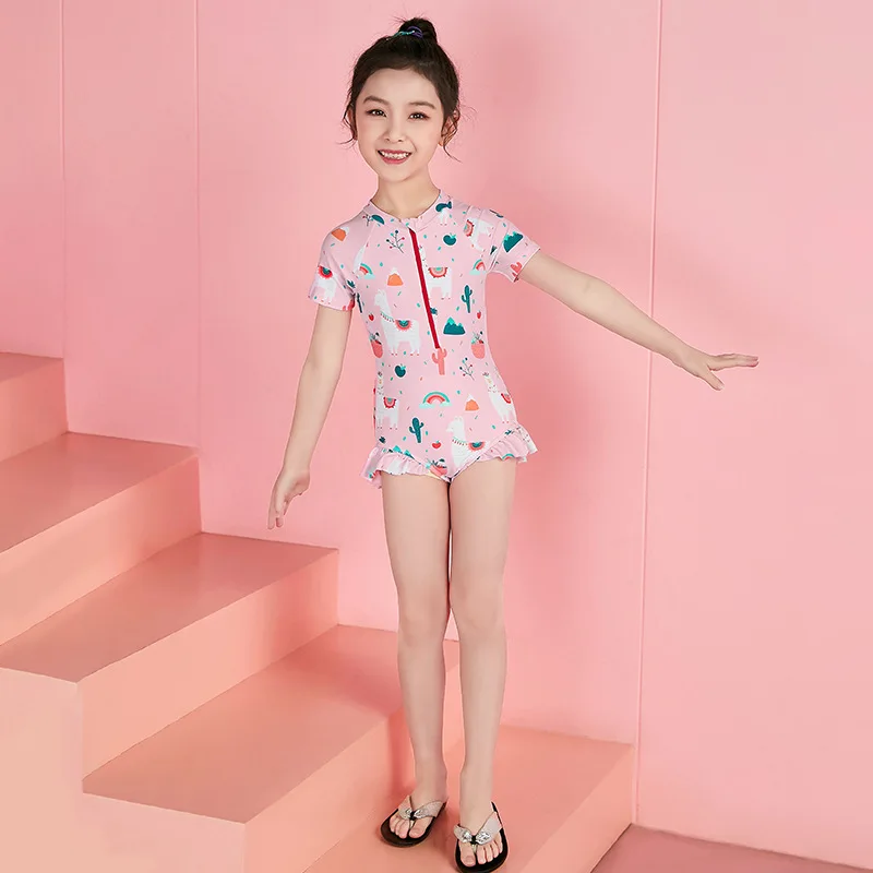 

2021 New Children's Swimsuit Female Small Middle-aged and Big Baby Cute Bikini Swimsuit One-piece Girl Swimsuit