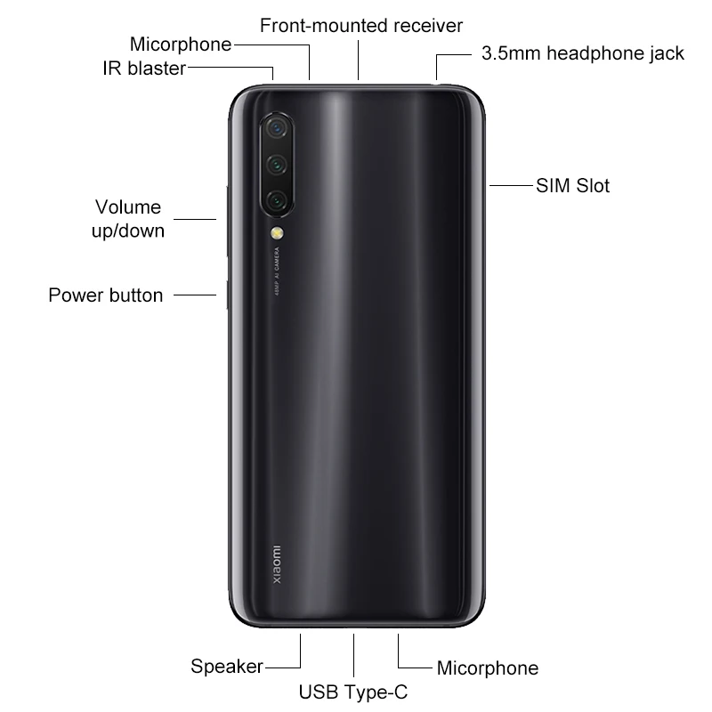 Глобальная версия/Глобальная ПЗУ Xiaomi Mi 9 Lite 6 ГБ 64 (CC 9) Смартфон Snapdragon 710