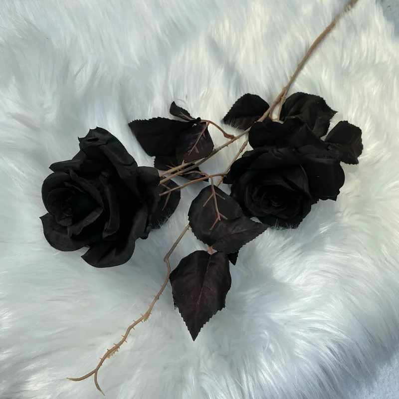 

Искусственные розы из шелка, черные и белые, 9 см