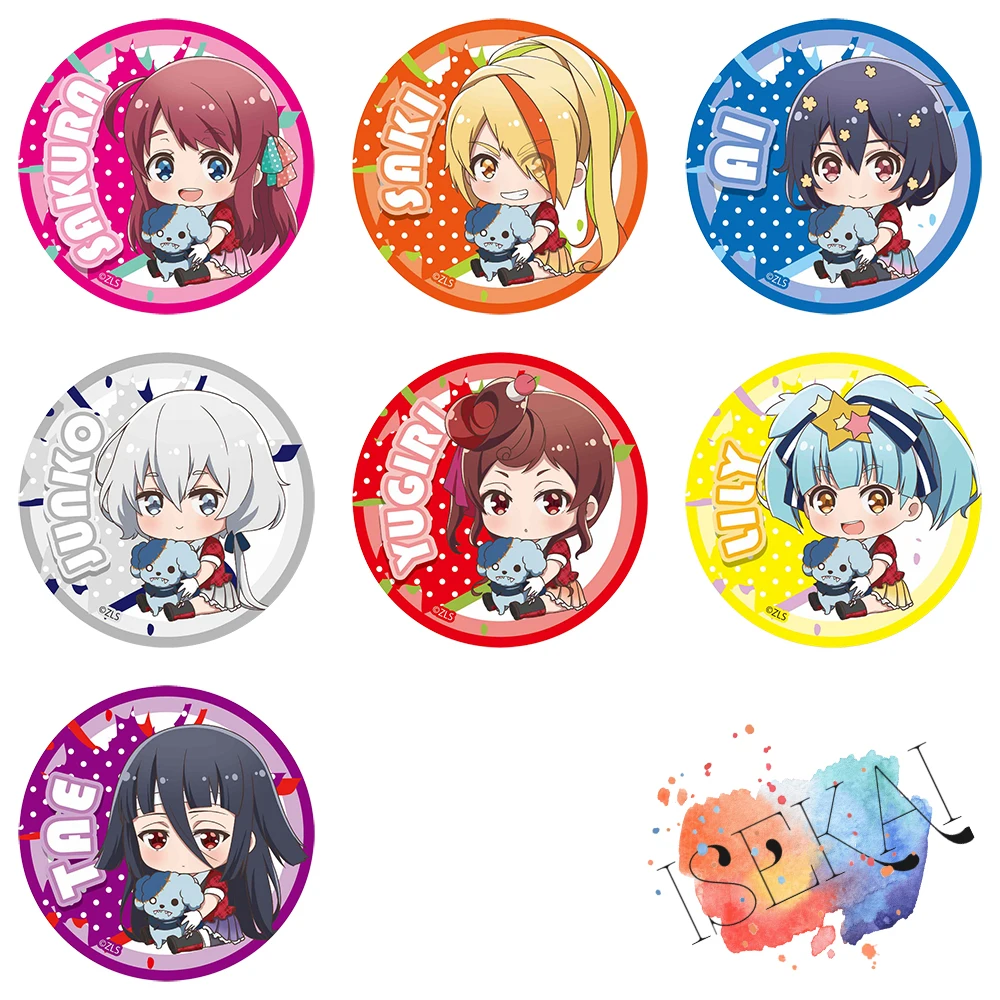 Значок аниме ZOMBIE LAND SAGA Minamoto Sakura Junko Mizuno Ai Yamada Nikaidou Saki Tae Yugiri Idol Hug Ver металлическая