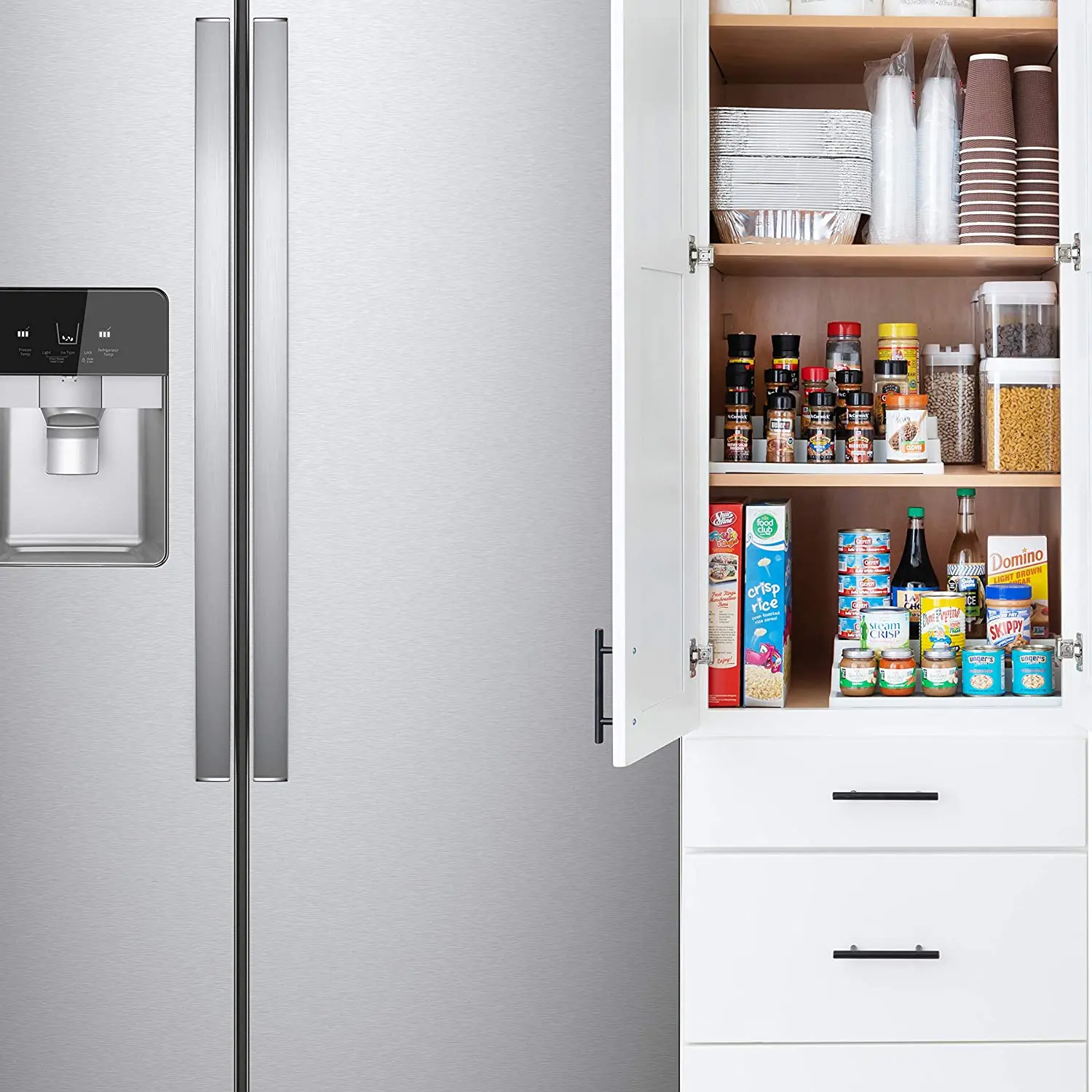 

Non-slip 3 Layer Spice Rack Step Shelf Kitchen Storage Seasoning Rack Spice Food Storage Cabinet Organizer Kitchen Storage Shelf