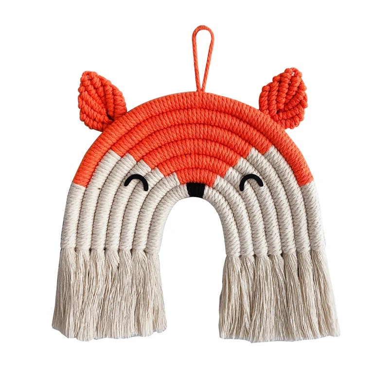 

Hand-Woven Rainbow Fox Pendant Kids Boy Bedroom Decorations Hand-Woven Rainbow Pendant Nursery Home Party Decor