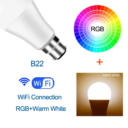 B22 умная Светодиодная лампа E27 RGBW 15 Вт WiFi лампа Bluetooth 4,0 умная лампа RGB+ белый цвет изменение затемнения AC85-265V гостиничная кухонная лампа - Испускаемый цвет: B22 RGBWW WiFi