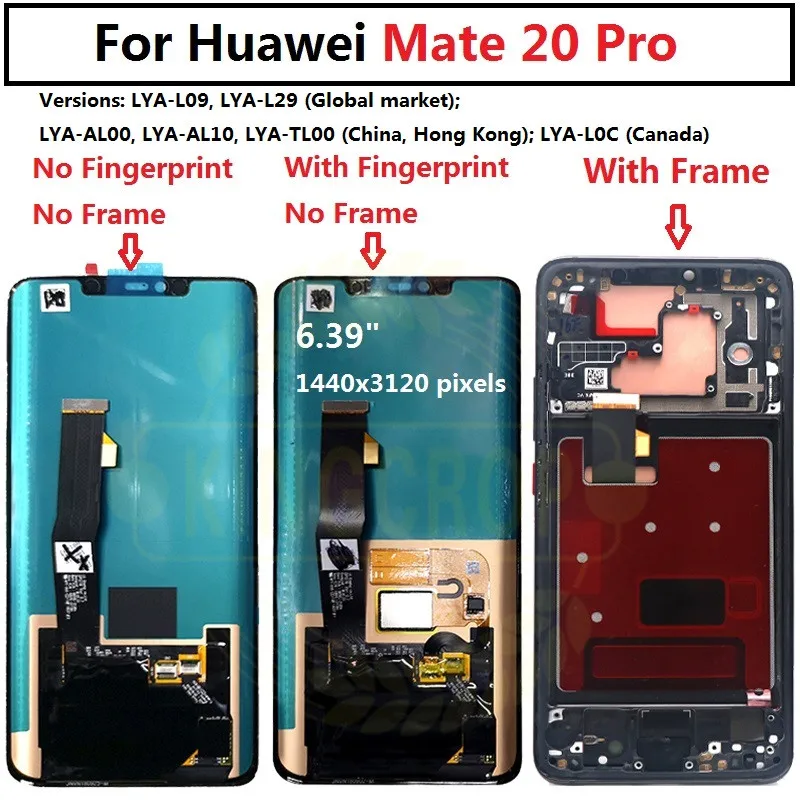 ЖК дисплей с рамкой для Huawei Mate 20 Pro дигитайзер сенсорного экрана в сборе 20Pro Mate20