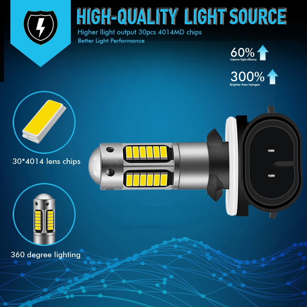 2 шт. Led 880 881 P13W Светодиодная лампа 6000K белый автомобильный противотуманный