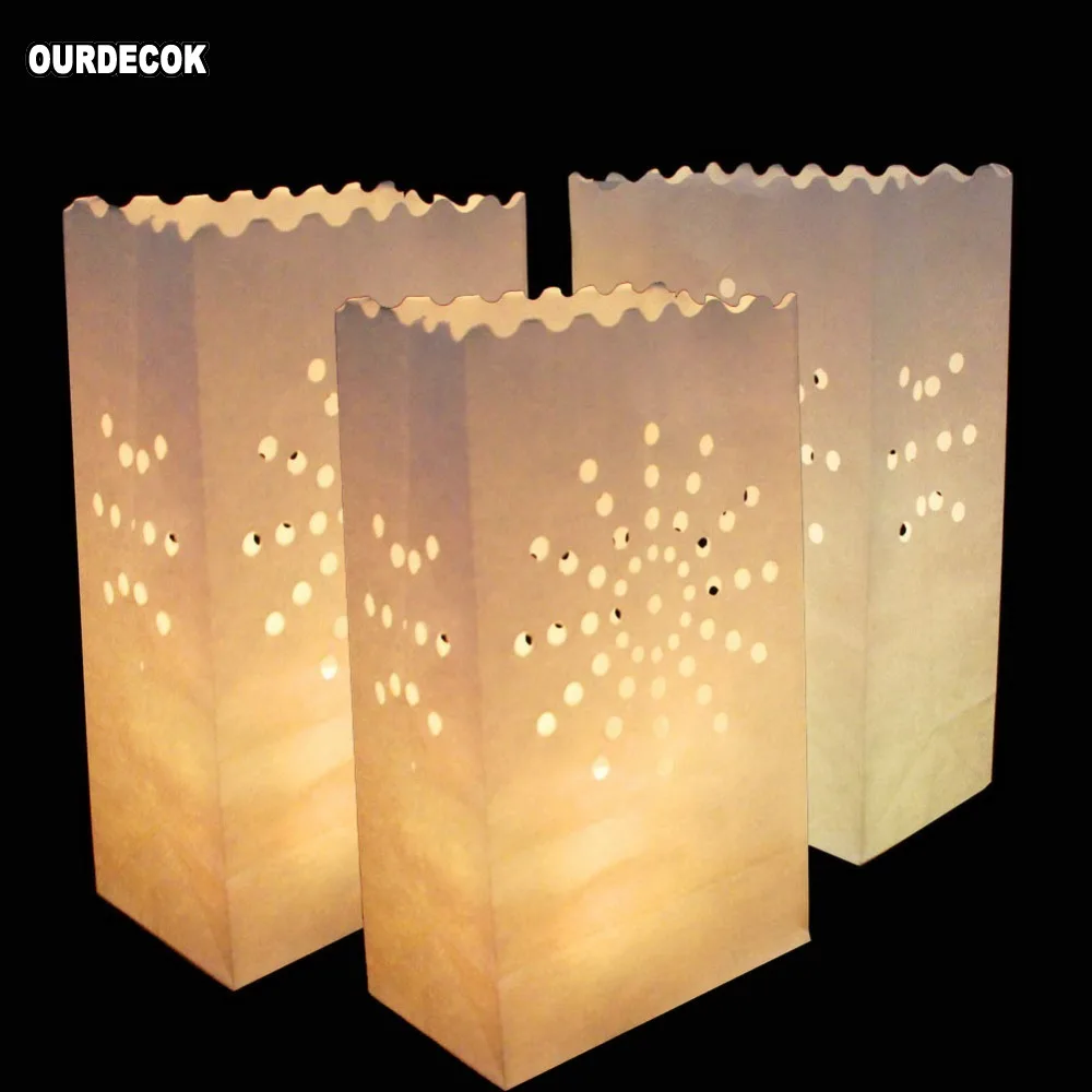 Pаспродажа 50 шт. 25 см белая бумажная сумка для свечей, светодиодный светильник, лампионное сердце для романтического дня рождения, вечерние украшения д...