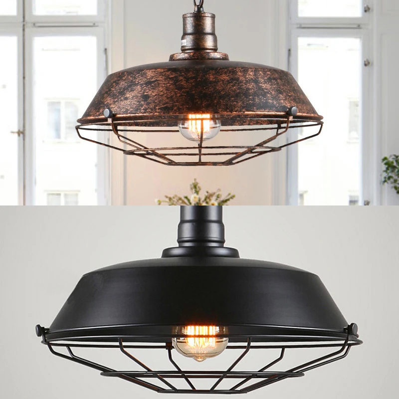 Винтажная деревенская Современная промышленная черная лампа с абажуром
