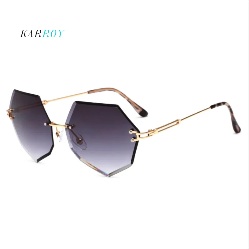 Новое поступление модные бескаркасные солнцезащитные очки для женщин Алмазная