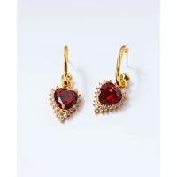 stud earrings jewelry for women 2021 red zircon crystal piercing woman earring accessories bijouterie female new year gift s925