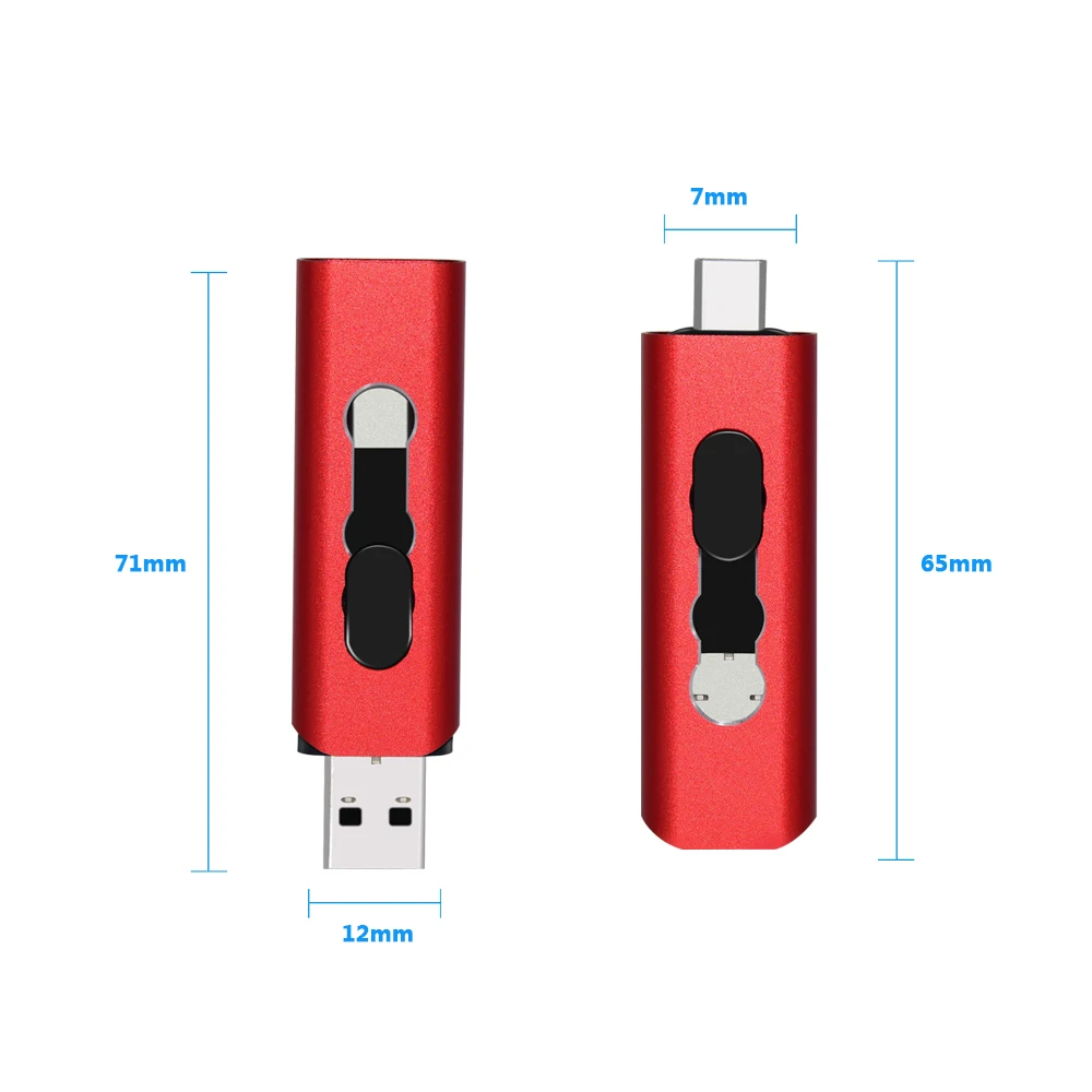 

For Android OTG 2 In 1 USB Flash Drives 2.0 Type-C & Micro 128GB 64GB 32GB 16GB Pendrives Pen Drive Cle USB Stick for Phone Gift