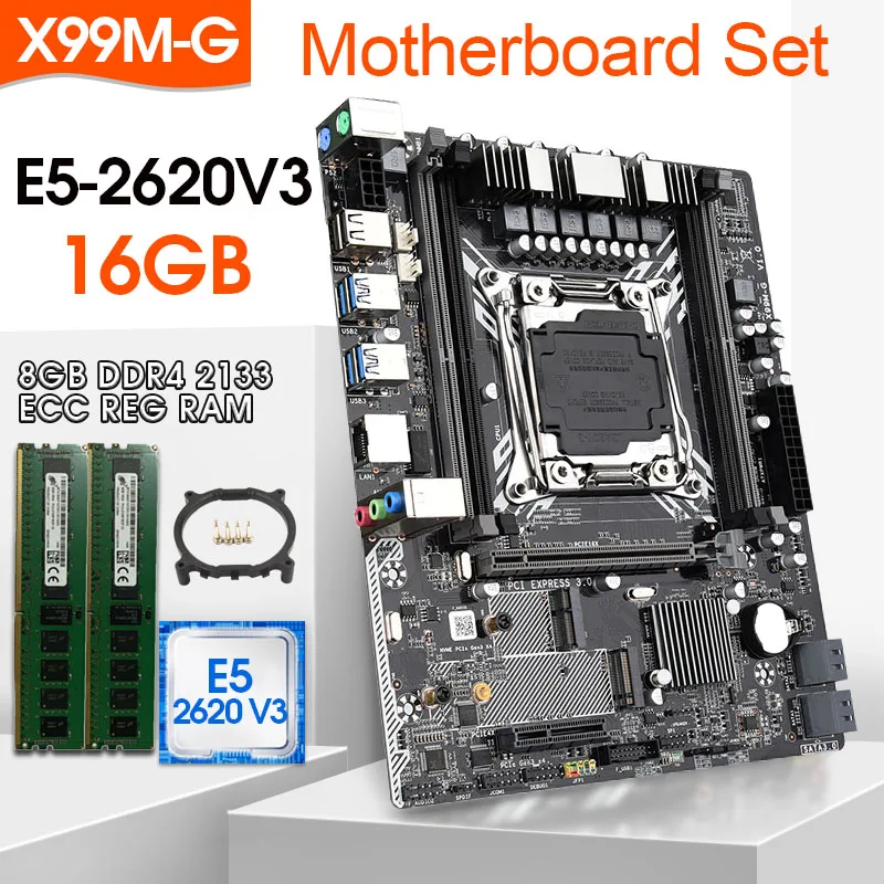 Kaufen JINGSHA X99M-G Motherboard Set Mit Xeon E5 2620 V3 LGA2011-3 CPU 2 Stücke X 8GB = 16GB 2133MHz DDR4 Speicher M-ATX NVME M.2 Wifi