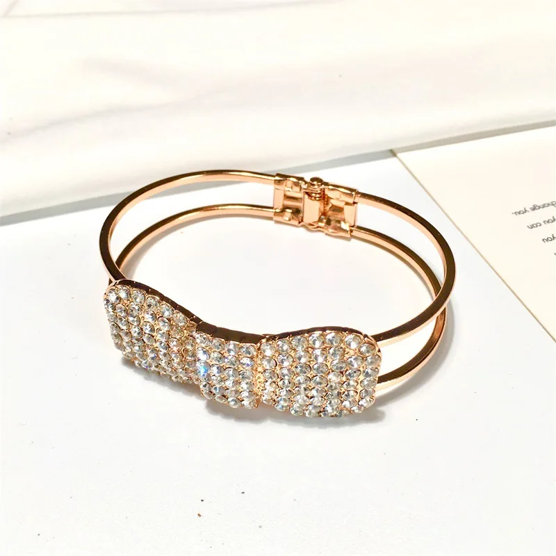 Браслет с бантиком из циркония Простые открытые Браслеты Стразы браслет цепочка