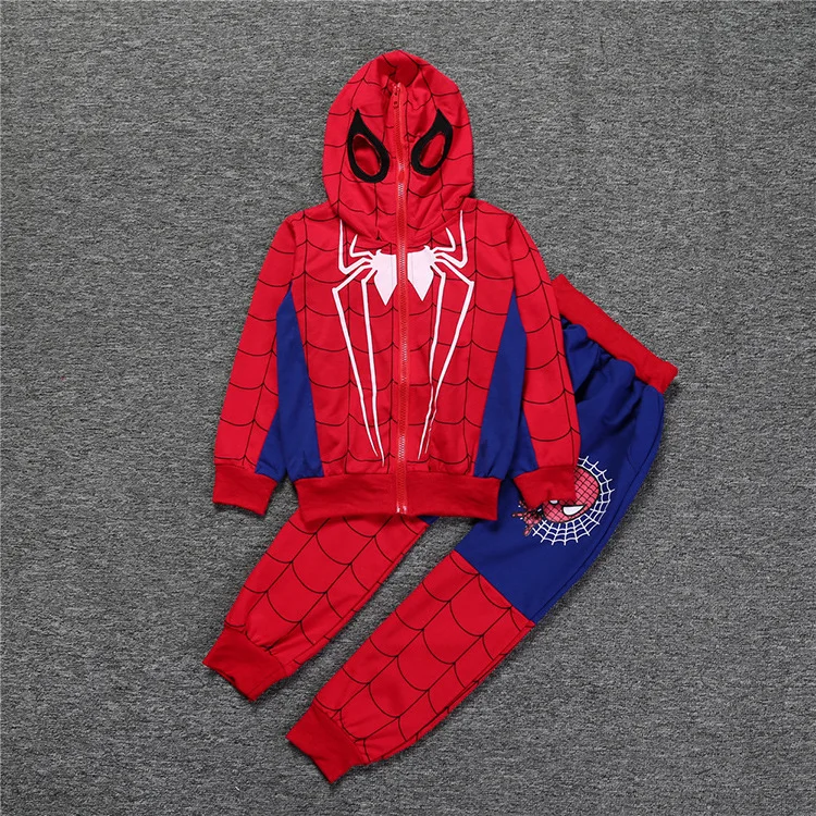 Baby Boys Clothing Sets Sport Suit For Hoodies Jacket Coat Pants Spider Man Cosplay Costumes Kids Zipper Clothes Set | Детская одежда и