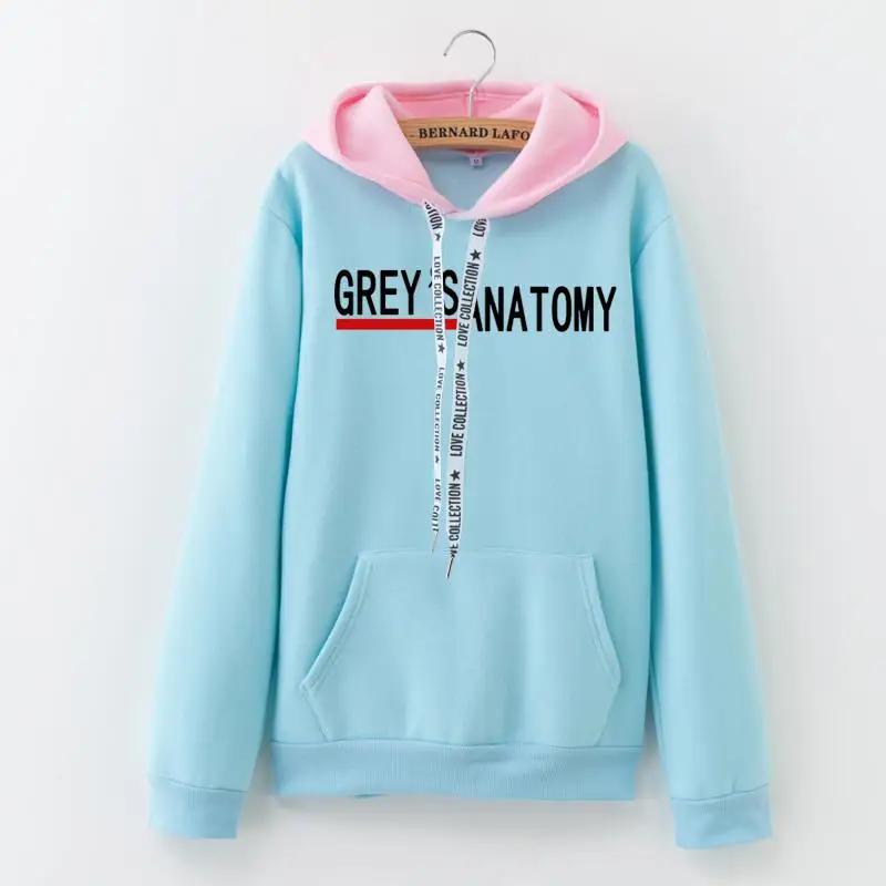 LANSHANQUE толстовки женские осень GREYS Anatomy с буквенным принтом цветная подходящая Футболка Модные Хлопковые женские топы - Цвет: 1009