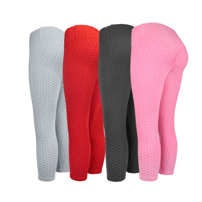 

Thick Jacquard Bubble Pants Hip Lift Casual Pants Fitness Cropped Pants Female High Waist Sports Pants Women Tight Leggings