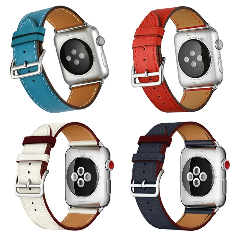 Single Tour Watch Strap For Apple Watch Series SE 6 5 4 44/40mm Genuine Leather Watchband Accessories For Apple iWatch 3 42/38mm