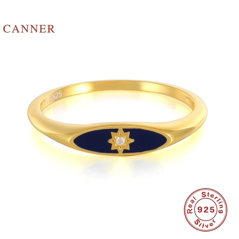 

CANNER Anise Star Enamel Rings For Women Girls 925 Silver Ring 2021 Trend Anillos Mujer Fine Jewelry Paired Rings Minimalist