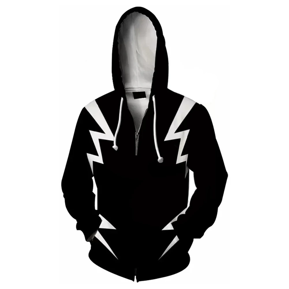 Anime My Hero Academia Denki Kaminari Cosplay Hoodie 3D Printed Hooded Sweatshirt Zip Up Jacket Coat
