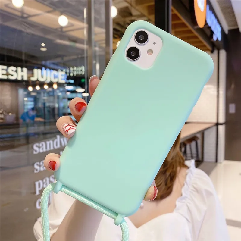 

silicone Necklace Phone Case For iPhone 12 Pro 11 Pro XS MAX X XR 6 7 8 Plus SE 2020 Lanyard Crossbody Cord Rope Cover