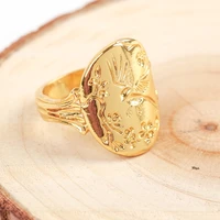 creativity golden silver color swallow flower stamp rings for women national style female ring fashion jewelry baoshina