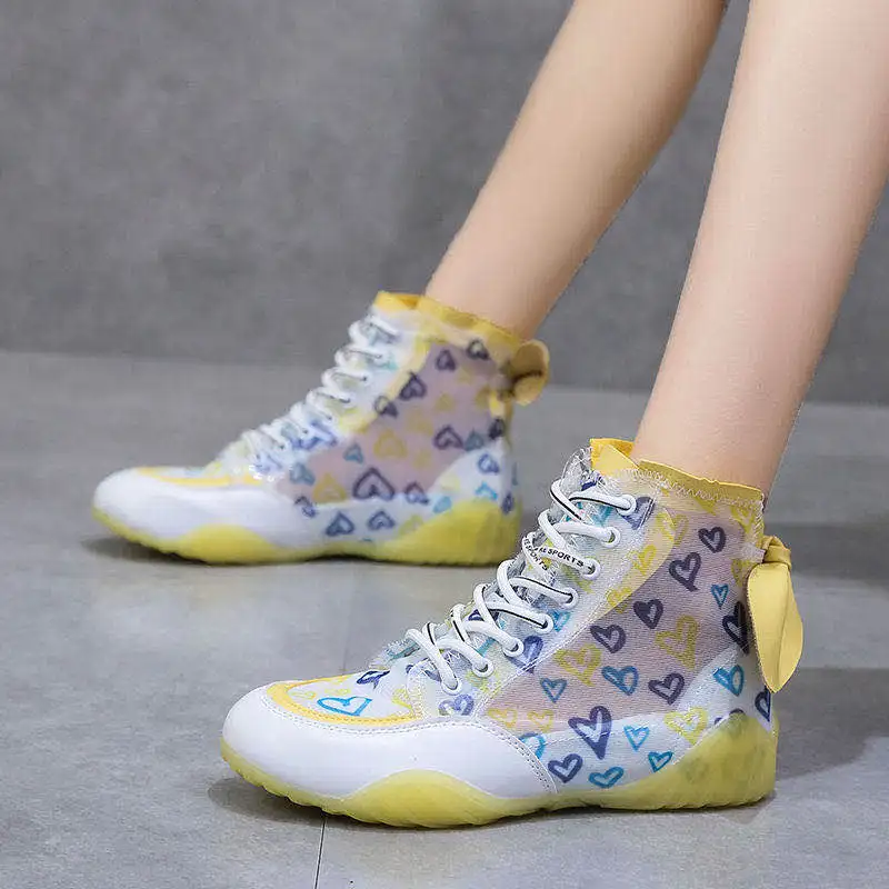 2020 Popular Women's flat Bottom High-Top Sports Boots Fashion Mesh Breathable Brand Comfortable Botas Camouflage | Спорт и