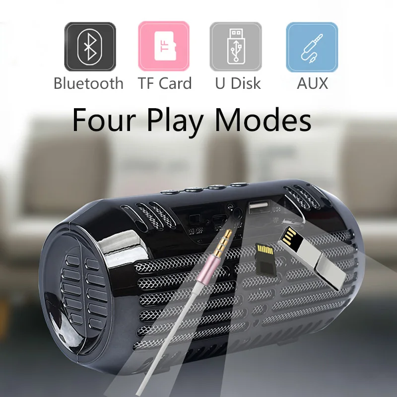 Портативная Bluetooth колонка стерео мини с FM радио USB SD картой AUX MP3 воспроизведение