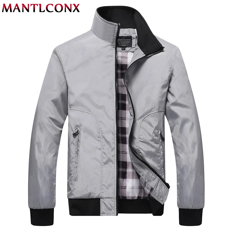 MANTLCONX, мужские куртки, Осенние повседневные пальто, одноцветная куртка, Мужская ветровка, стоячий воротник, тонкие куртки, мужские куртки-бомбер, M-4XL