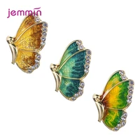 stud earrings hand painted enamel glaze flying butterfly for women girl gift cute insect 925 sterling silver new hot jewelry