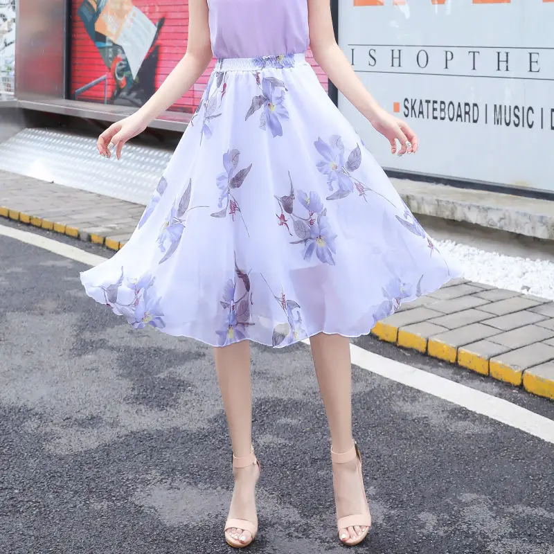 Юбка женская с завышенной талией Повседневная Свободная элегантная юбка до