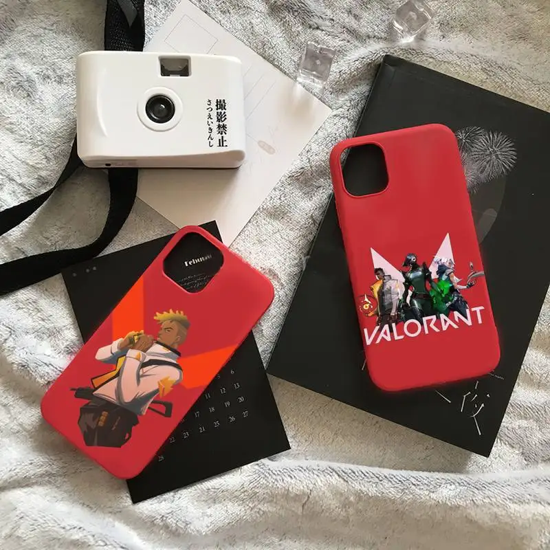

valorant Phone Case Red Candy Color for iPhone 11 12 mini pro XS MAX 8 7 6 6S Plus X SE 2020 XR