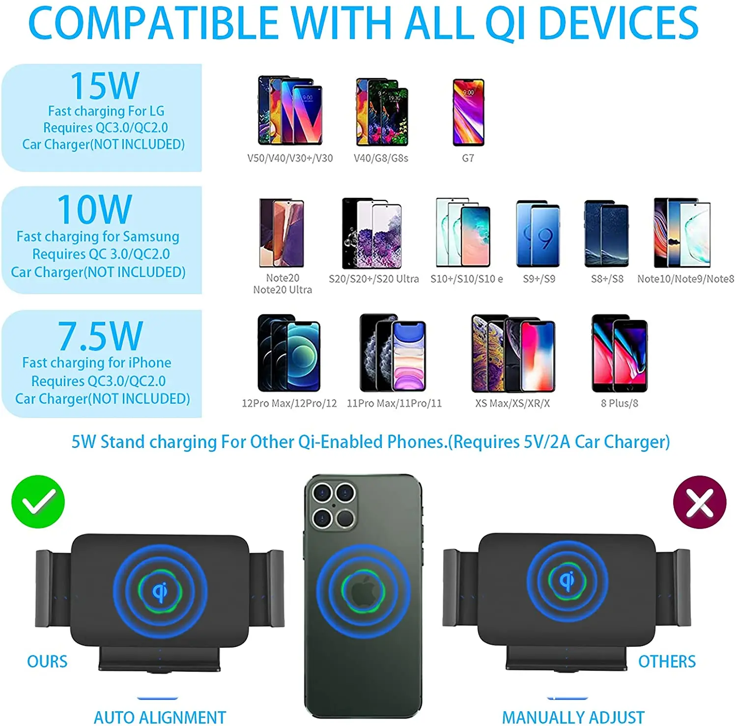 15w qi car wireless charger fold screen for iphone 12 pro max fast phone charger holder for samsung galaxy z fold 3 huawei mate free global shipping