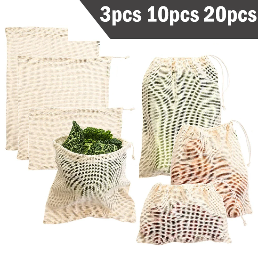 

3 6 10pcs Reusable Produce Bags Set Eco Bag Cotton Mesh Vegetable Bags for Fruit Vegetable Storage Bags Reusable Shopping Bag
