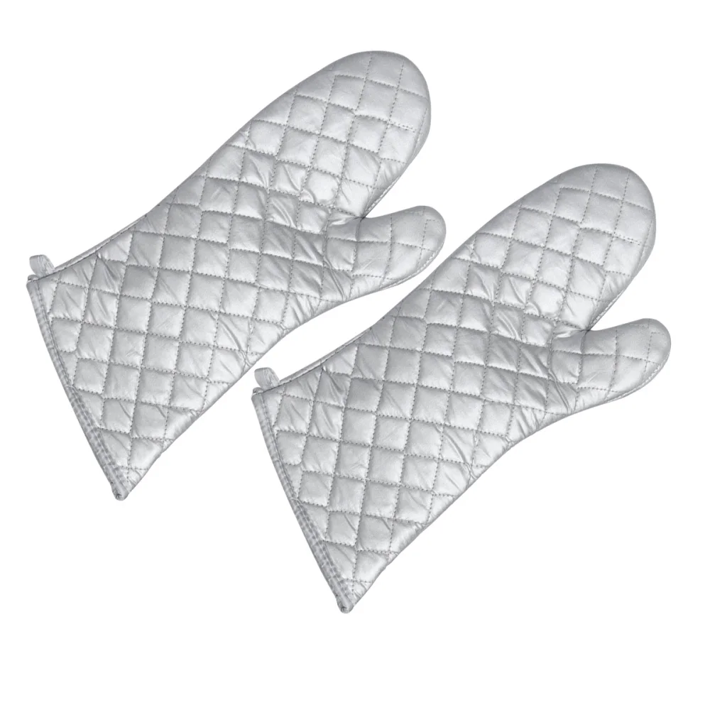 

1 Pair of Cotton Cloth Oven Heat-resistant Microwave Mitts Kitchen Gadget for Baking Cooking