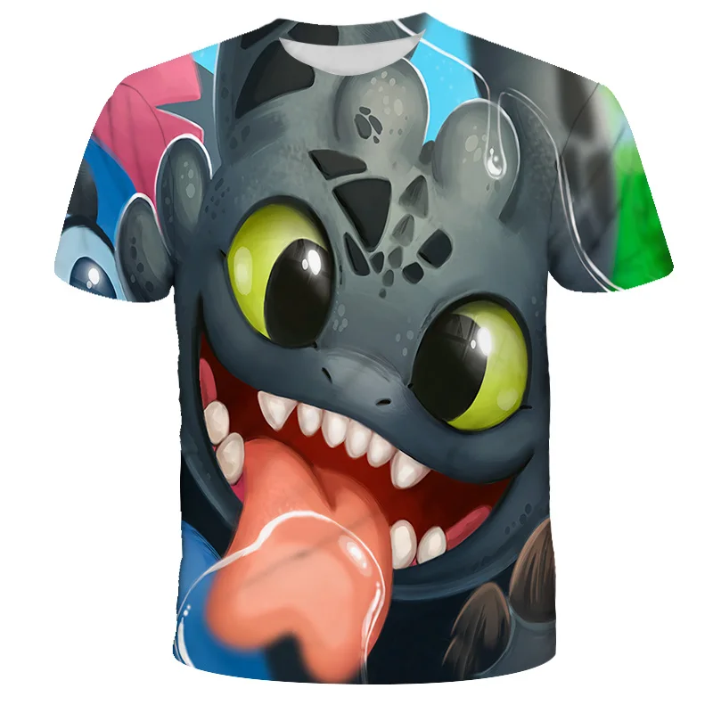 

Summer new style 3D printing how to train your dragon cartoon pattern children's T-shirt Quick-drying T-shirt
