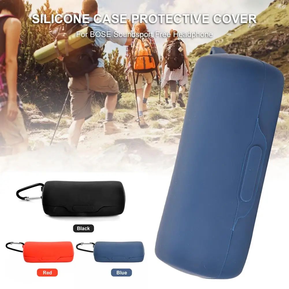 

Portable Silicone Bag Pouch Protective Storage Case Cover With Carabiner For BOSE Soundsport Free Headphones Earphone