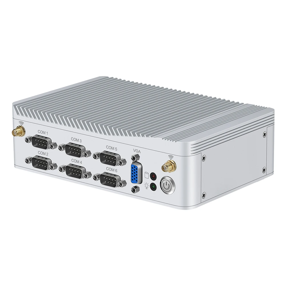 Мини ПК 6* COM Celeron J1900 2,00 ГГц 6* RS232 последовательный порт 2* LAN 8* USB VGA Windows 10 Linux Безвентиляторный промышленный мини-компьютер