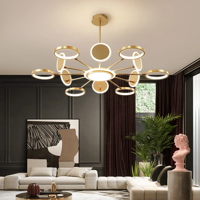 

Chandelier living room dining room dining room branch chandelier with remote control family loft black Nordic modern lamps