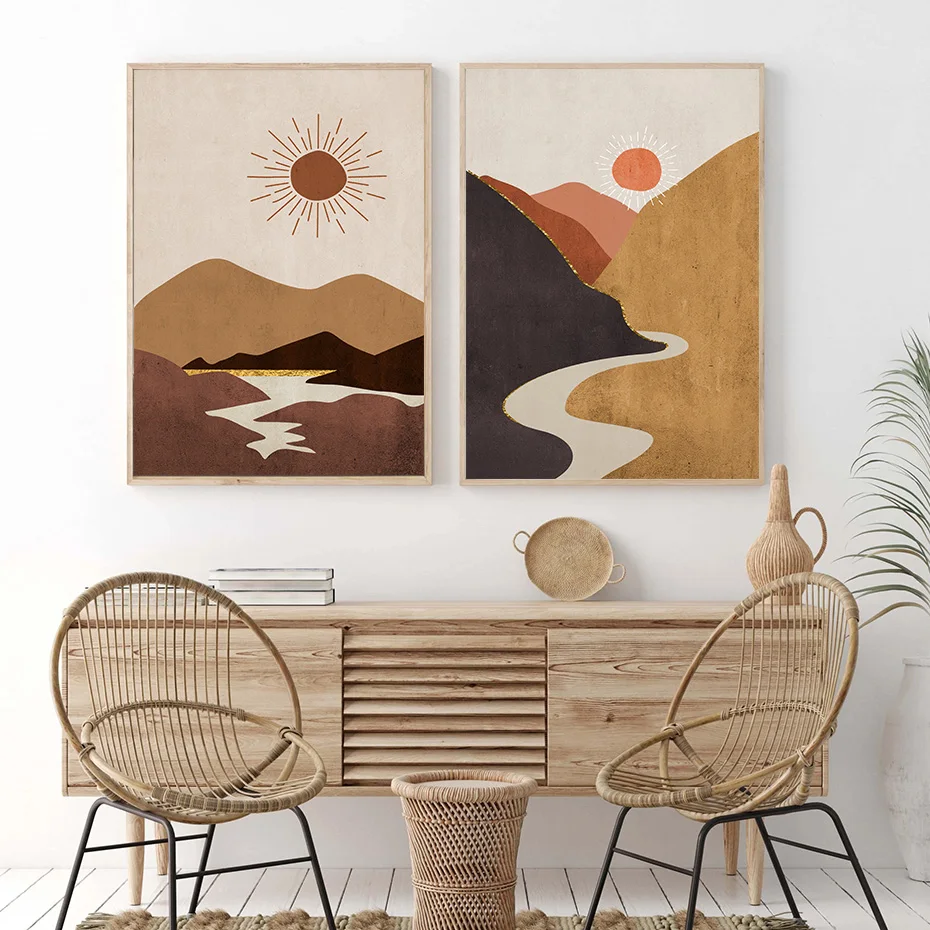 Абстрактная Картина на холсте в стиле бохо настенный постер с изображением