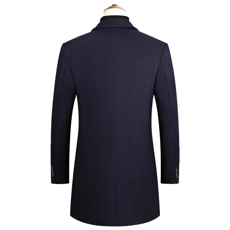 Тренчкот Мужской однобортный длинное шерстяное пальто с отложным воротником три