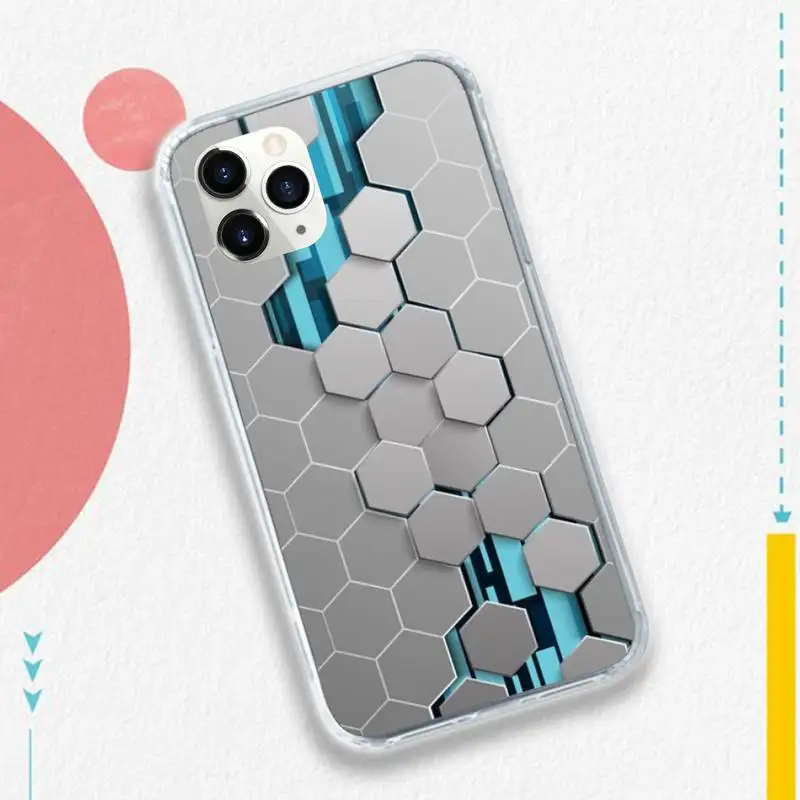 

Hexagonal lattice cool art pattern Phone Case for iPhone 11 12 pro XS MAX 8 7 6 6S Plus X 5S SE 2020 XR luxury design shell